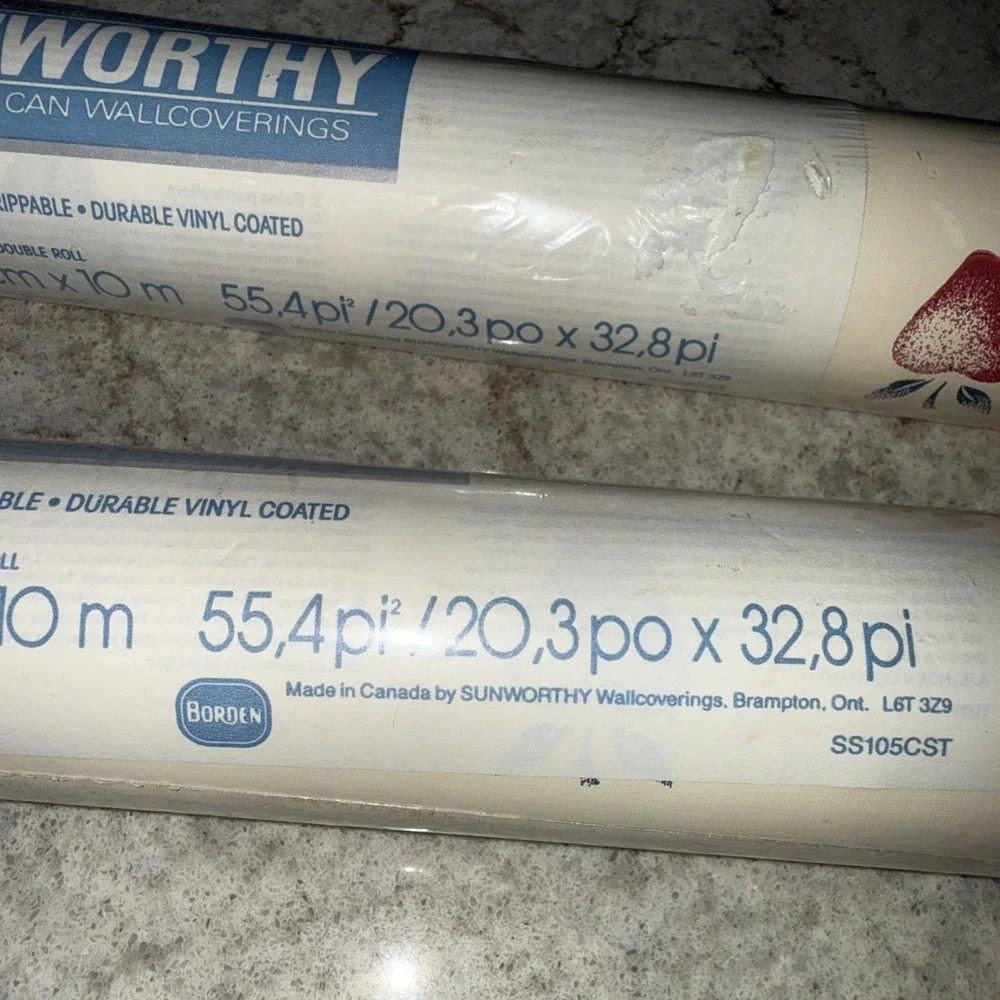Vintage Sunworthy Wallpaper Cottage Apple 2 Double Rolls 55.4 Sq Ft Each NOS